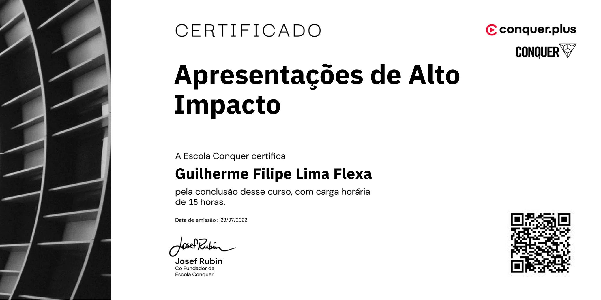 Certificado de Apresentações de Alto Impacto